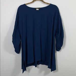 Yushi Ruched Sleeve Tunic, navy, size XL
